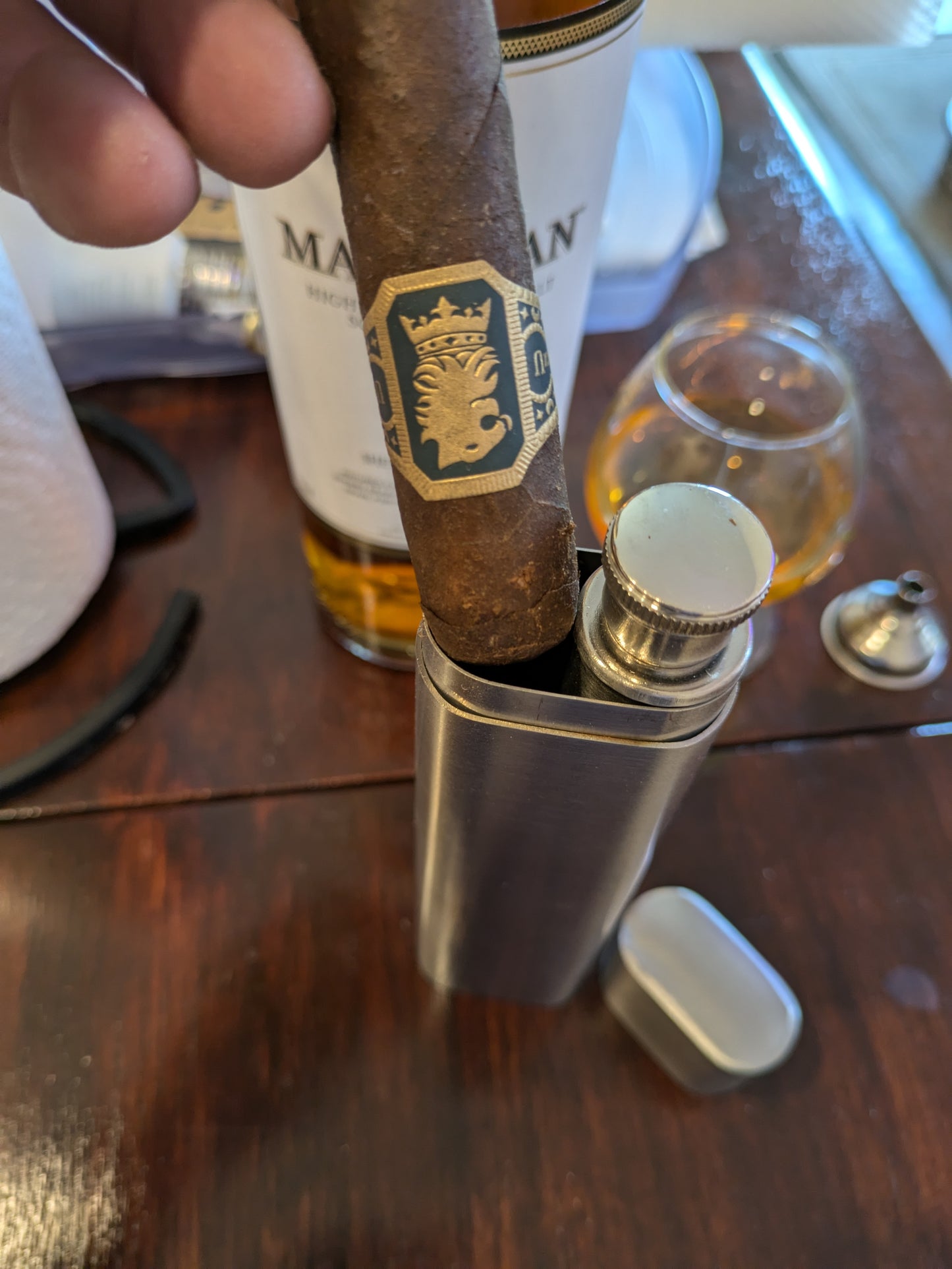 Unique Cigar Travel Case With Built in Flask